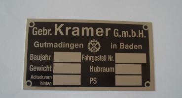 Typenschild für Kramer 97 mm x 55 mm