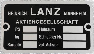 Typenschild für Heinrich Lanz Mannheim 97 mm x 56 mm