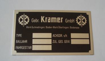 Typenschild für Kramer 105 mm x 62 mm