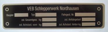 Typenschild für VEB Schlepperwerk Nordhausen
